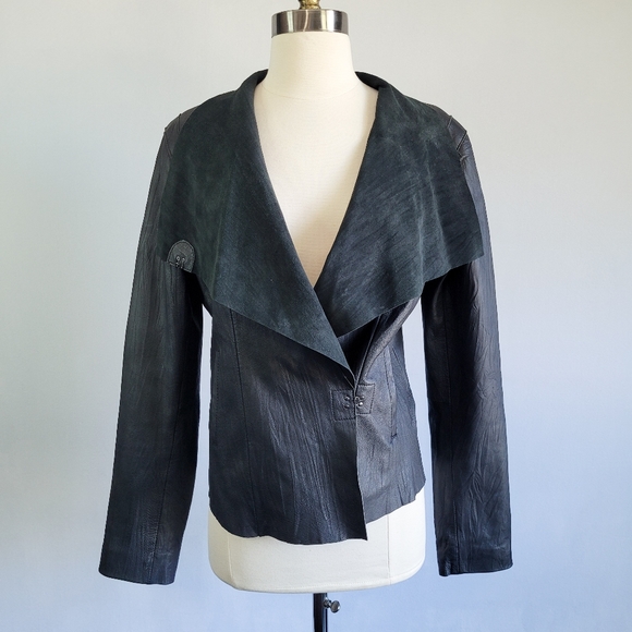 My Tribe Jackets & Blazers - My Tribe Black Leather Moto Asymmetric Textured Jacket Size Small